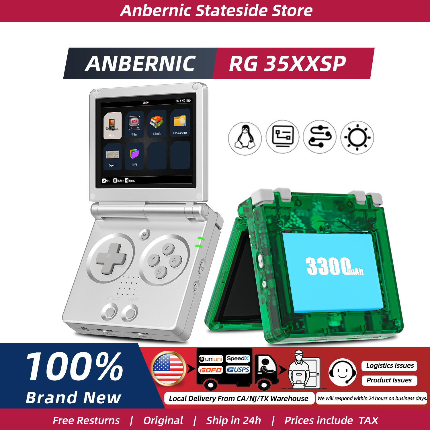 Retro Gaming Years - ANBERNIC RG35XXSP FILP 3.5인치 IPS 스크린